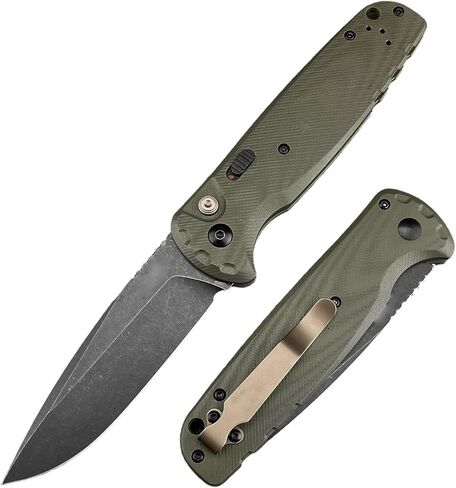 HUAAO Outdoor Folding Pocket Knife, D2 Steel Blade, G10 Handle, Portable Camping Knife with Belt Clip, Green in Saudi Arabia