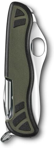 Victorinox Swiss Soldier's Knife 08 Army Knife, 10 Function, Olive/Black | Large one-handed lock blade with wavy edge, wood saw, screwdrivers, and dual-component scales for superior grip in Kuwait