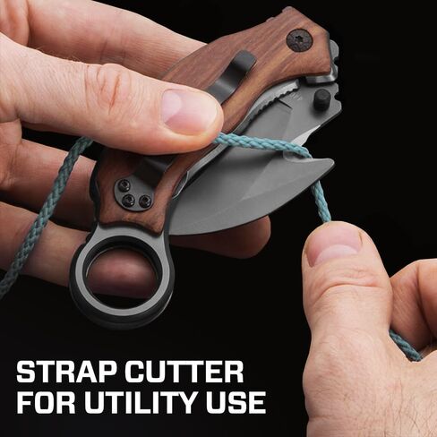 Pocket Knife for Men - Karambit Folding Knife - 440C Sharp Steel, Tiger Claw Blade - Pocket Knives with Wood Handle - Compact Tool for EDC - Birthday Gift Idea for Dad, Husband, Boyfriend - X-52 in Saudi Arabia