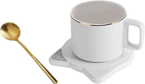 Electric Coffee Warmer, USB Cup Warmer with 2 Gear Timing, Intelligent Smart Cup Warmer USB Warmer Coaster for Home, White in Kuwait