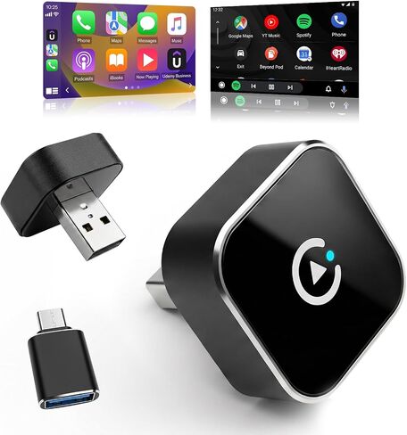 2026 New Wireless CarPlay Adapter, Compatible CarPlay & Android Auto, Plug and Play Wireless CarPlay Dongle, Fast Auto-Connect, Type-C & USB Cable Included, Supports iOS 10+ & Android in Saudi Arabia