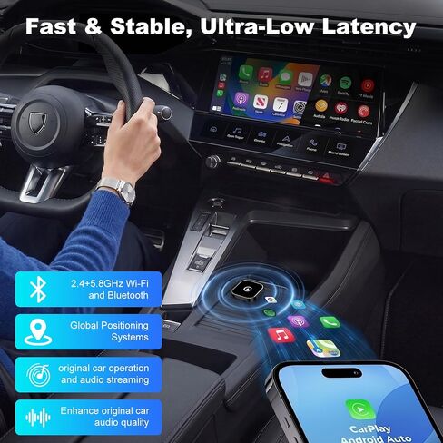 2026 New Wireless CarPlay Adapter, Compatible CarPlay & Android Auto, Plug and Play Wireless CarPlay Dongle, Fast Auto-Connect, Type-C & USB Cable Included, Supports iOS 10+ & Android in Saudi Arabia