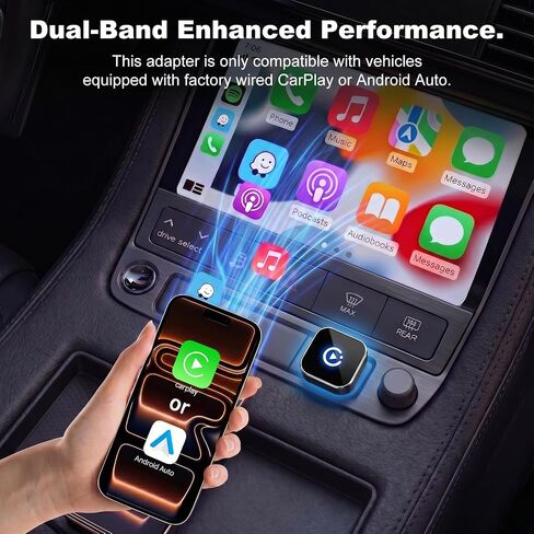 2026 New Wireless CarPlay Adapter, Compatible CarPlay & Android Auto, Plug and Play Wireless CarPlay Dongle, Fast Auto-Connect, Type-C & USB Cable Included, Supports iOS 10+ & Android in Saudi Arabia