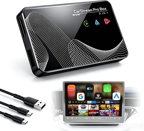 ترقية 2026 【 3 في 1 】 تلفزيون السيارة بمدخل HDMI ومحول CarPlay اللاسلكي وAndroid Auto، هاتف i-Phone/Android لسيارتك، التوصيل والتشغيل لاستيريو السيارة في المصنع 2016+ in Kuwait