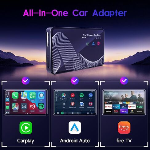 ترقية 2026 【 3 في 1 】 تلفزيون السيارة بمدخل HDMI ومحول CarPlay اللاسلكي وAndroid Auto، هاتف i-Phone/Android لسيارتك، التوصيل والتشغيل لاستيريو السيارة في المصنع 2016+ in Kuwait