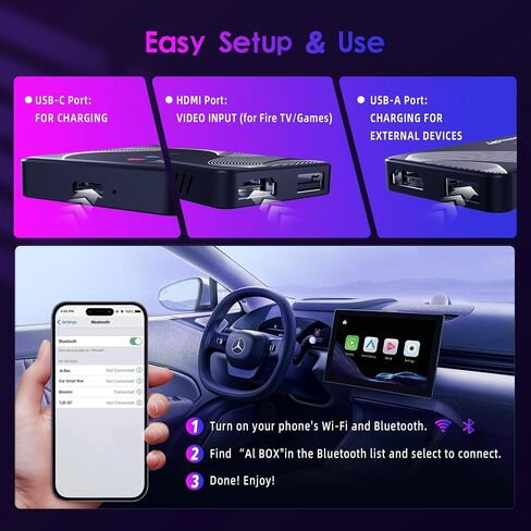 ترقية 2026 【 3 في 1 】 تلفزيون السيارة بمدخل HDMI ومحول CarPlay اللاسلكي وAndroid Auto، هاتف i-Phone/Android لسيارتك، التوصيل والتشغيل لاستيريو السيارة في المصنع 2016+ in Kuwait