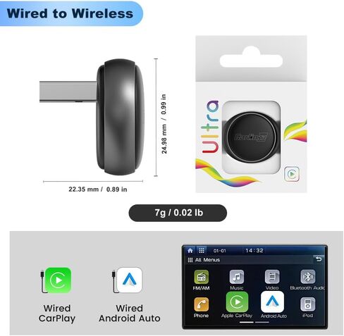 CarlinKit MINI Ultra 3 CarPlay Wireless Adapter for OEM Wired Cars (Black) in Saudi Arabia