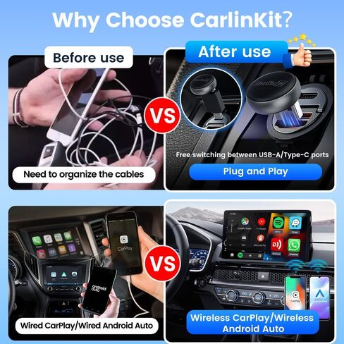 CarlinKit MINI Ultra 3 CarPlay Wireless Adapter for OEM Wired Cars (Black) in Saudi Arabia
