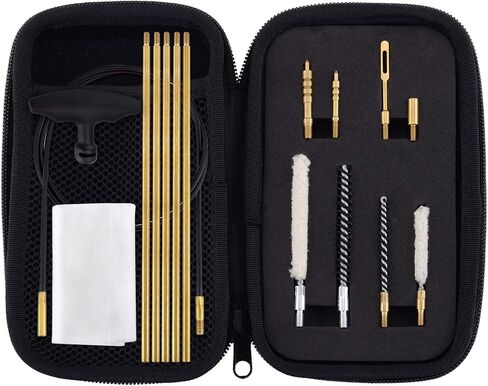 Raiseek .177 Cal & .22 Cal Airgun Cleaning Kit with Cotton Mop Brass Cleaning Rod Nylon Brushes in Zippered Organizer Compact Case in Kuwait