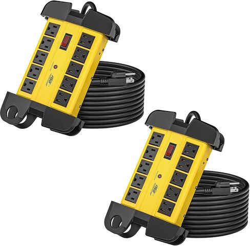 CRST 10-Outlet Heavy Duty Power Strip Metal Surge Protector, 15A, 15FT Cord | 2800 Joules Surge Protection, ETL Listed, Extension Cord Power Strip for Garden, Kitchen, Office, School in Saudi Arabia