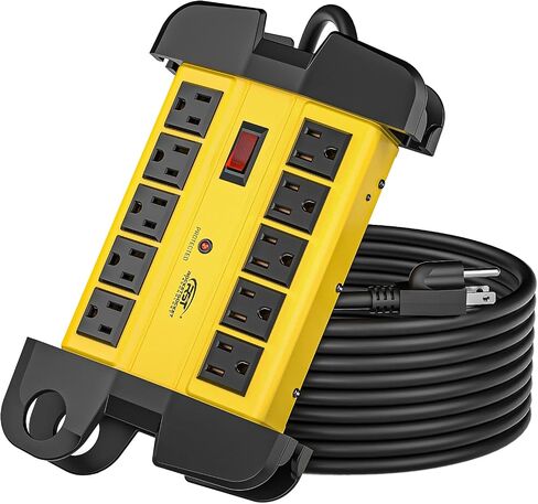 CRST 10-Outlet Heavy Duty Power Strip Metal Surge Protector, 15A, 15FT Cord in Kuwait
