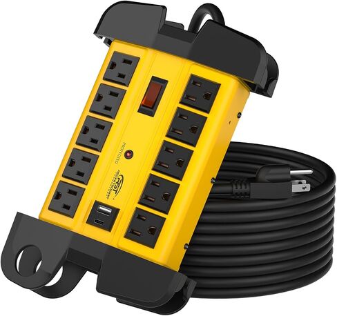 CRST 10-Outlet Heavy Duty Power Strip Metal Surge Protector, 15A, 15FT Cord in Kuwait