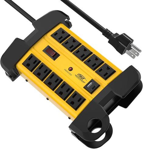 CRST 10-Outlet Heavy Duty Power Strip Metal Surge Protector, 15A, 15FT Cord in Kuwait