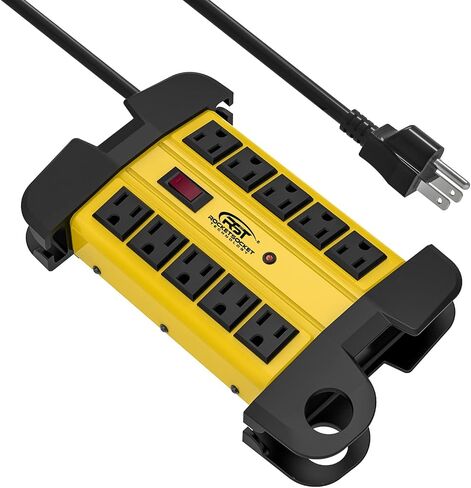CRST 10-Outlet Heavy Duty Power Strip Metal Surge Protector, 15A, 15FT Cord in Kuwait