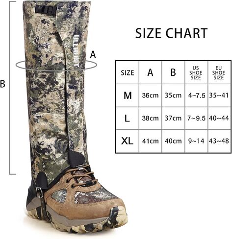 Leg Gaiters Hunting Gaiters, Premium Waterproof Leg Gaiter and Hiking Gaiters with Upgraded Rubber Foot Strap, Ideal Boot Gaiters for Hunting, Mountain Climbing Adventures in Saudi Arabia
