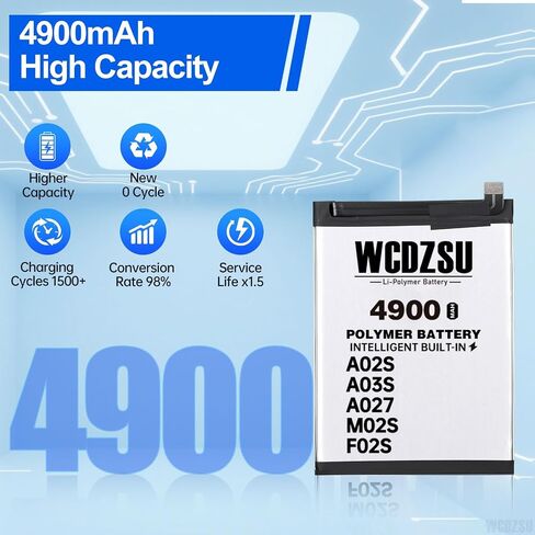 Battery Replacement for Samsung Galaxy A02S A03S M02S F02S A027 High Capacity 4900mAh HQ-50S New 0 Cycle Li-Polymer Battery for Samsung with Repair Tool Kit A025F A025M A025G A037F A037M A037G in Saudi Arabia