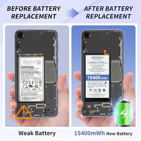 بطارية بديلة ElephantStory لهاتف Samsung Galaxy S10e EB-BG970ABU | بطارية عالية السعة، متوافقة مع هاتف Galaxy S10e SM-G970U G970U1 G970F G970W، تتضمن مجموعة إصلاح in Kuwait