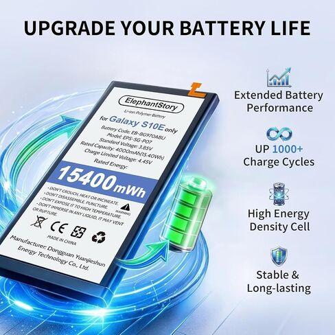 بطارية بديلة ElephantStory لهاتف Samsung Galaxy S10e EB-BG970ABU | بطارية عالية السعة، متوافقة مع هاتف Galaxy S10e SM-G970U G970U1 G970F G970W، تتضمن مجموعة إصلاح in Kuwait