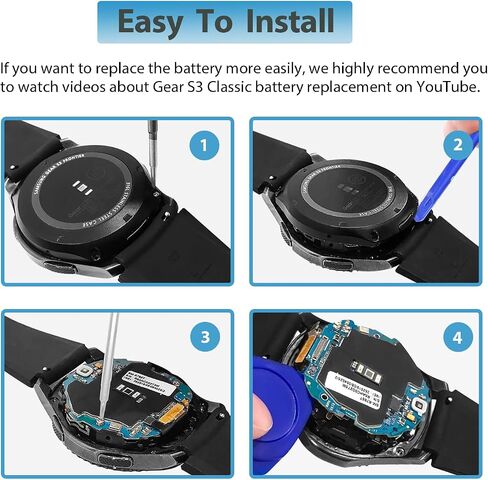 [580 مللي أمبير] بطارية لجهاز Samsung Gear S3 Frontier SM-R760، بطارية بديلة ليثيوم بوليمر عالية السعة لجهاز Gear S3 Classic SM-R770 R760 R770 BR760 R765 EB-BR760ABE، GH43-04699A مع مجموعة أدوات إصلاح in Kuwait