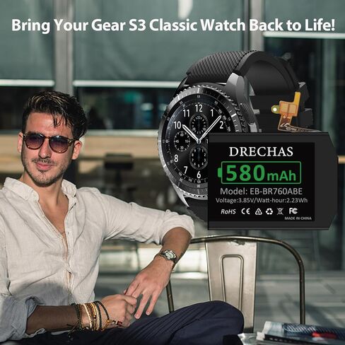 [580 مللي أمبير] بطارية لجهاز Samsung Gear S3 Frontier SM-R760، بطارية بديلة ليثيوم بوليمر عالية السعة لجهاز Gear S3 Classic SM-R770 R760 R770 BR760 R765 EB-BR760ABE، GH43-04699A مع مجموعة أدوات إصلاح in Kuwait