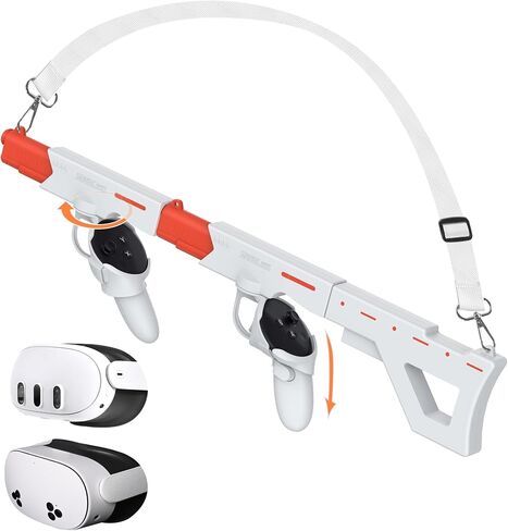 Upgraded Gunstock for Meta Quest 3, Quest 3S, Rifle-Like or Dual-Pistol Handle VR Gun Stock Quest3 VR Games Accessories Connect to Touch Controller, Real Game Feeling in Saudi Arabia