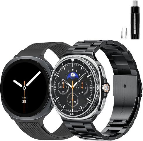 GOLDTOLUCK No Gap Stainless Steel Band Compatible with Samsung Galaxy Watch Band 9 8 7 6 5 4 Classic FE Pro Ultra 40mm 44mm 46mm 43mm 47mm 45mm 42mm Replacement Men Women Milanese Metal Elegant Casual in Kuwait