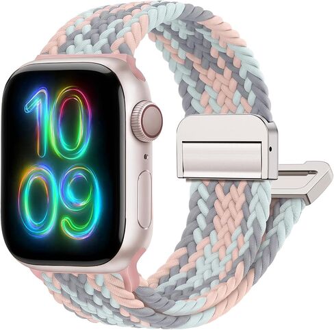 Magnetic Braided Stretchy Loop - Compatible with Apple Watch Band 42mm 46mm 40mm 41mm 44mm 45mm 38mm Ultra 3/2 49mm Women Men,Elastic Woven Fabric Nylon Strap for iWatch 11 10 9 8 7 6 5 4 3 SE Ultra in Kuwait