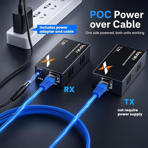 164ft/50m USB Extender Over Ethernet Cat6/7, 4-Port USB2.0 Extender Kit | 4-Ports USB over CAT6/CAT7, PoC (Power Over Cable), Plug and Play, 480Mbps, Built-in ESD Protection, Wide Compability in Saudi Arabia