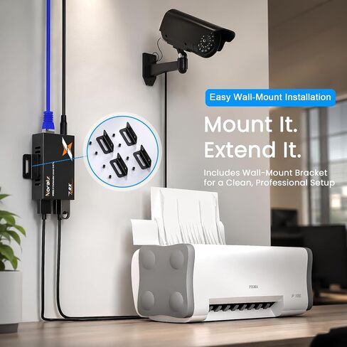 164ft/50m USB Extender Over Ethernet Cat6/7, 4-Port USB2.0 Extender Kit | 4-Ports USB over CAT6/CAT7, PoC (Power Over Cable), Plug and Play, 480Mbps, Built-in ESD Protection, Wide Compability in Saudi Arabia
