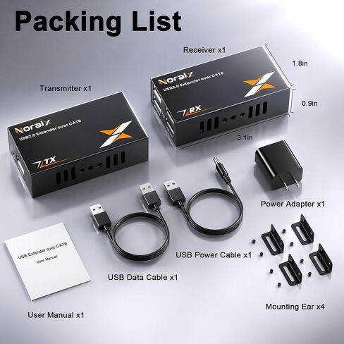 164ft/50m USB Extender Over Ethernet Cat6/7, 4-Port USB2.0 Extender Kit | 4-Ports USB over CAT6/CAT7, PoC (Power Over Cable), Plug and Play, 480Mbps, Built-in ESD Protection, Wide Compability in Saudi Arabia