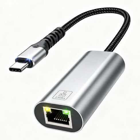 USB C to Ethernet Adapter 2.5Gb, Aluminum USB-C Ethernet Adapter for Laptop | 2.5Gbps High Speed , RTL8156BG , 1G to 2.5G Upgrade , USB-C to RJ45 , Thunderbolt 4/3 , Windows, MacBook Air/Pro, iPad OS in Kuwait