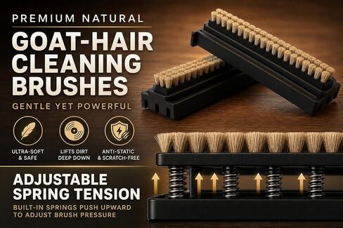 HumminGuru Replacement Natural Goat Hair Brush for EZ Record Washer-1 Pair | Built-in Spring Pressure Adjustment | Ultra-Soft Anti-Static Vinyl Cleaning Brushes, Scratch-Free LP Care in Saudi Arabia