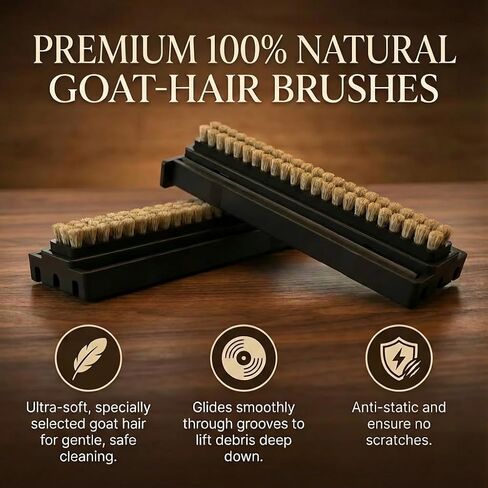 HumminGuru Replacement Natural Goat Hair Brush for EZ Record Washer-1 Pair | Built-in Spring Pressure Adjustment | Ultra-Soft Anti-Static Vinyl Cleaning Brushes, Scratch-Free LP Care in Saudi Arabia