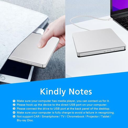 External CD DVD Drive Type-C USB 3.0 Portable CD DVD Burner/Writer Optical Disk Drive Player Reader for MacBook Pro Air iMac Laptop Desktop PC Windows 11/10/8/7 Linux Mac OS in Saudi Arabia