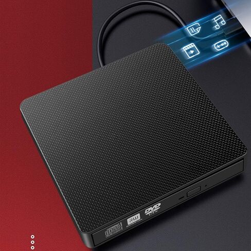 YMY External CD DVD Drive for Laptop, USB3.0 and USB-C 2 in 1 Portable DVD Player CD Burner Reader Writer for Desktop PC Windows 11/10/8/7 Linux Mac OS, Black in Saudi Arabia