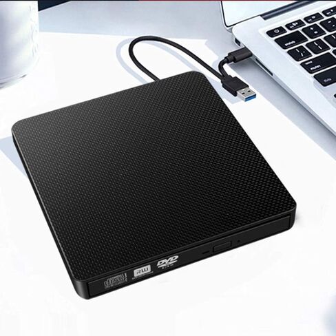 YMY External CD DVD Drive for Laptop, USB3.0 and USB-C 2 in 1 Portable DVD Player CD Burner Reader Writer for Desktop PC Windows 11/10/8/7 Linux Mac OS, Black in Saudi Arabia
