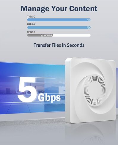 Wbacon External CD/DVD Drive for Laptop, Portable USB 3.0 Disk Drive | External DVD Drive, DVD Player CD Reader for Laptop, CD Burner Compatible with PC Windows 11/10/8/7 Linux Mac OS (White) in Saudi Arabia