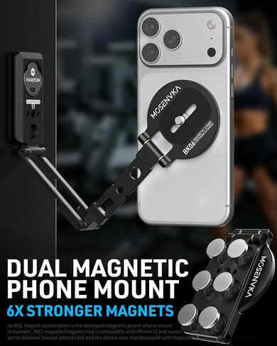 2-in-1 Magnetic Phone Stand & Action Camera Mount, N52 Magnet Phone Holder | for Gym/Desk, for Magsafe iPhone, Arca-Swiss & 1/4" Screw for Insta360 Luna Ultra/DJI Osmo Pocket 3/4/GoPro | Patented Design in Saudi Arabia