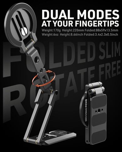 2-in-1 Magnetic Phone Stand & Action Camera Mount, N52 Magnet Phone Holder | for Gym/Desk, for Magsafe iPhone, Arca-Swiss & 1/4" Screw for Insta360 Luna Ultra/DJI Osmo Pocket 3/4/GoPro | Patented Design in Saudi Arabia