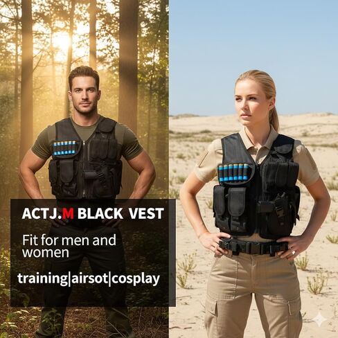 Black Tactical Vest with Holster Adjustable Waist for Combat Airsoft Paintball Training Adults Men Size XX-Large-3X-Large in Saudi Arabia