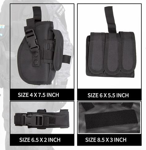 Black Tactical Vest with Holster Adjustable Waist for Combat Airsoft Paintball Training Adults Men Size XX-Large-3X-Large in Saudi Arabia