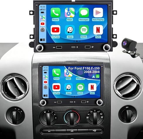 Upgrade Car Radio for Ford F150 F-150 2004-2008, F250/F350 2006-2016, E150/E250/E350 2009-2014, Escape 7 Inch Touchscreen Stereo Headunit with Wireless Carplay Android Auto GPS BT FM 5GWiFi SWC Camera in Saudi Arabia