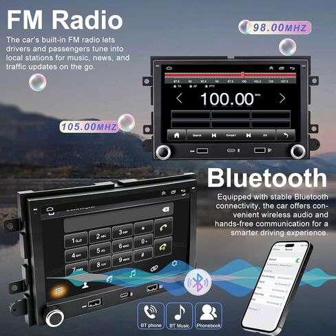 Upgrade Car Radio for Ford F150 F-150 2004-2008, F250/F350 2006-2016, E150/E250/E350 2009-2014, Escape 7 Inch Touchscreen Stereo Headunit with Wireless Carplay Android Auto GPS BT FM 5GWiFi SWC Camera in Saudi Arabia