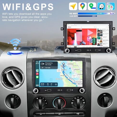 Upgrade Car Radio for Ford F150 F-150 2004-2008, F250/F350 2006-2016, E150/E250/E350 2009-2014, Escape 7 Inch Touchscreen Stereo Headunit with Wireless Carplay Android Auto GPS BT FM 5GWiFi SWC Camera in Saudi Arabia
