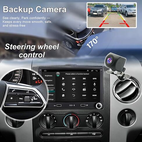 Upgrade Car Radio for Ford F150 F-150 2004-2008, F250/F350 2006-2016, E150/E250/E350 2009-2014, Escape 7 Inch Touchscreen Stereo Headunit with Wireless Carplay Android Auto GPS BT FM 5GWiFi SWC Camera in Saudi Arabia