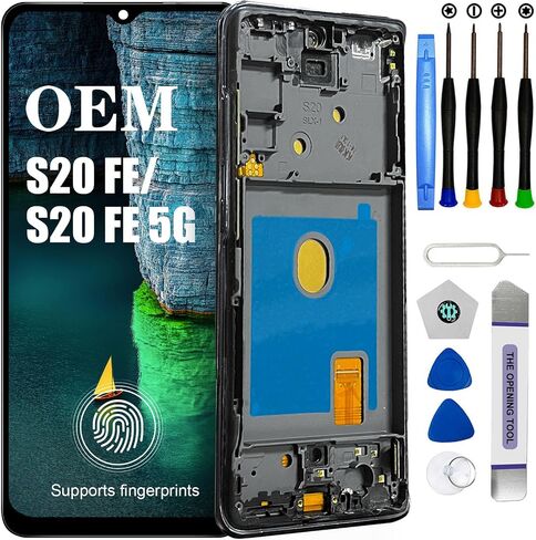 for Samsung Galaxy S20 FE 5G Screen Replacement Kit LCD Display Digitizer Assembly Touch Screen SM-G781U1/DS SM-G781U G781W (OEM AMOLED Black with Frame) in Saudi Arabia