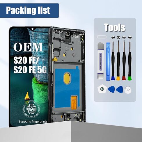 for Samsung Galaxy S20 FE 5G Screen Replacement Kit LCD Display Digitizer Assembly Touch Screen SM-G781U1/DS SM-G781U G781W (OEM AMOLED Black with Frame) in Saudi Arabia