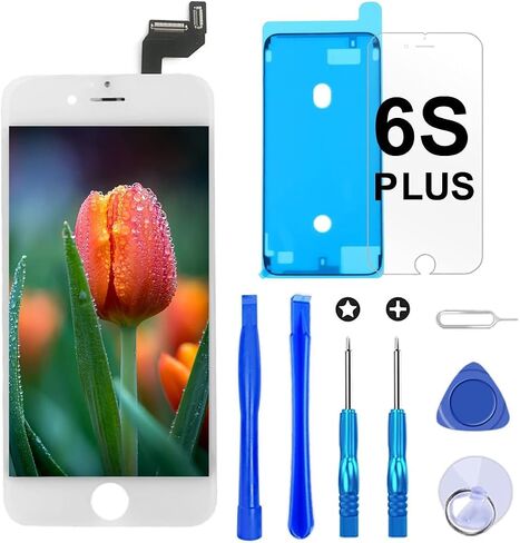 for iPhone 6s Plus Screen Replacement Kit 5.5" LCD Display Assembly White | Screen Digitizer Full Installation Kit with Repair Tools, Glass Protector & Waterproof Seal, Smooth 3D Touch in Saudi Arabia