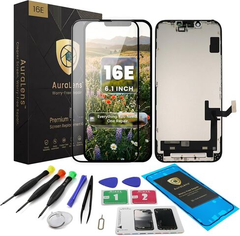 مجموعة استبدال شاشة AuraLens لهاتف iPhone 16 Pro مجموعة شاشة LCD | A3083 A3292 A3294 A3293، محول رقمي LCD FHD INCELL 6.3 بوصة، COF، 120 هرتز، أدوات إصلاح، لاصق مقاوم للماء، وسادة لولبية مغناطيسية in Saudi Arabia
