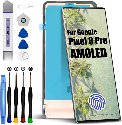 AMOLED for Google Pixel 8 Pro LCD Screen Replacement for Google Pixel 8 Pro LCD Display Touch Screen Display Assembly Repair Kits with Frame GC3VE, G1MNW (Fingerprint Cable Transfer Required) in Saudi Arabia